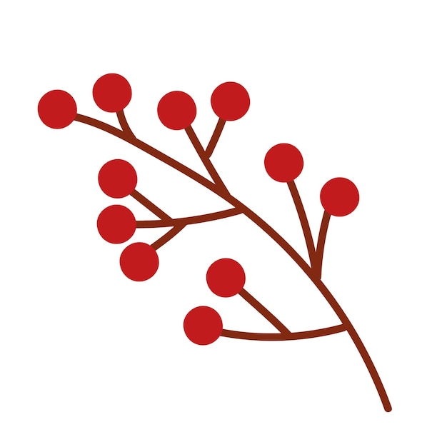 Clipart vettoriale del ramo piatto di rowanberry