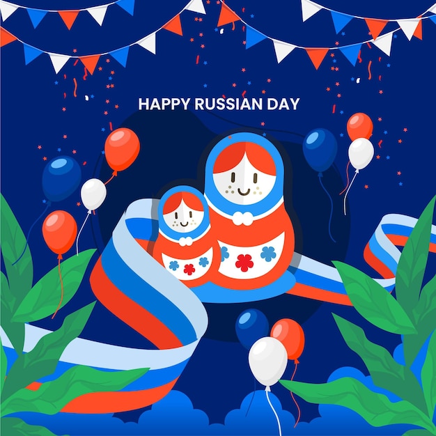 Flat russia day illustration