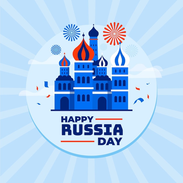 Flat russia day illustration