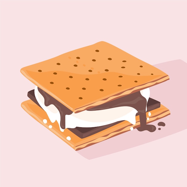 Flat s'mores dessert illustrated