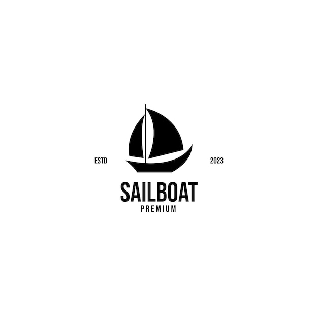 Flat sailboat logo traditional asian fishing boat vector design