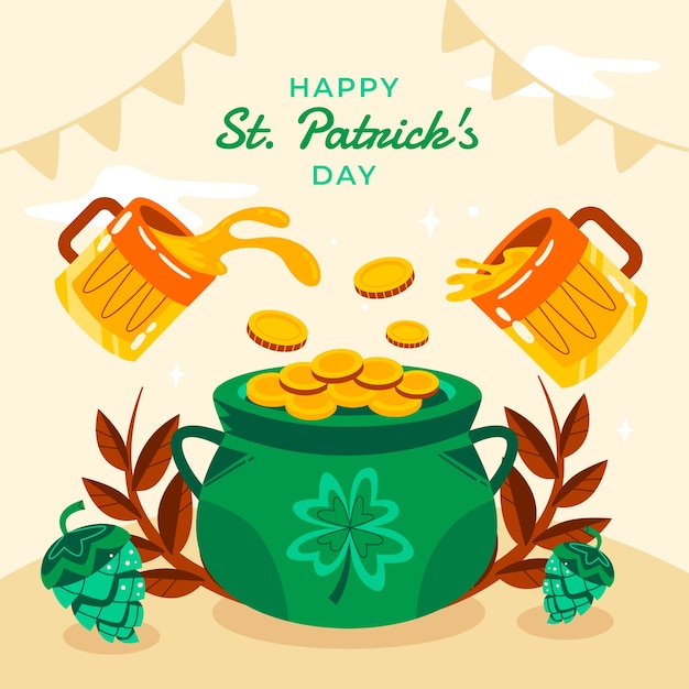 Vector flat saint patrick's day celebration illustration