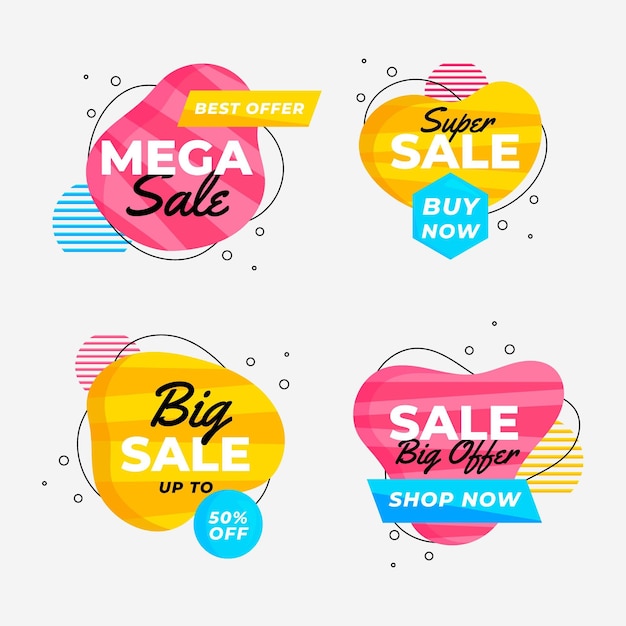 Vector flat sale badge collection