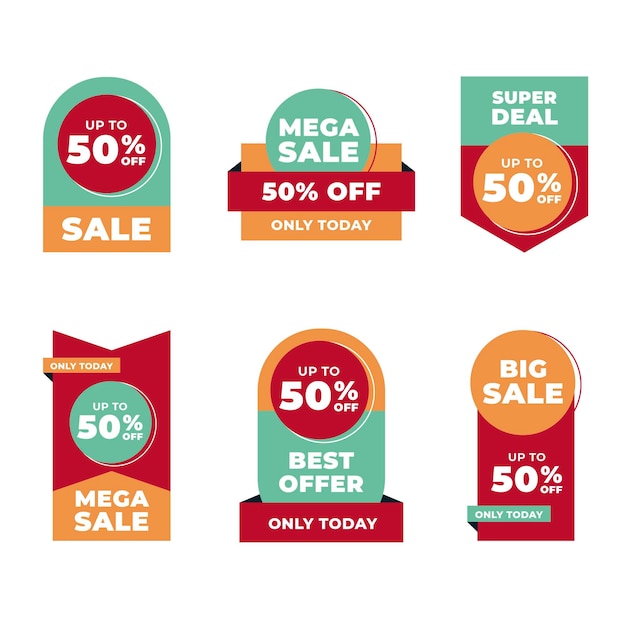 Vector flat sale badges collection