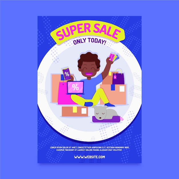 Vector flat sale poster template