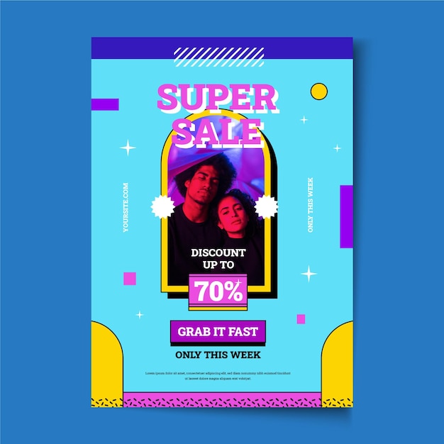 Vector flat sale poster with photo