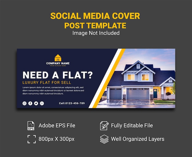 flat for sale social media cover post template