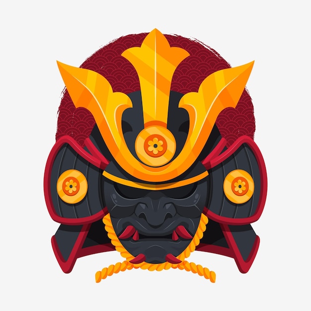 Illustrazione di maschera samurai piatta