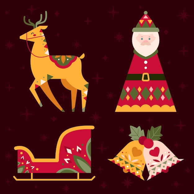 Flat scandinavian christmas elements collection