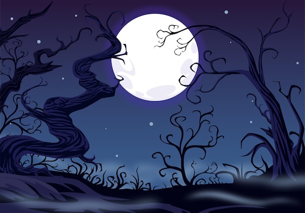 Flat Scary Night Background