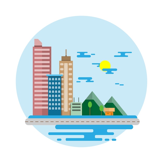 flat scene design cityscape 
