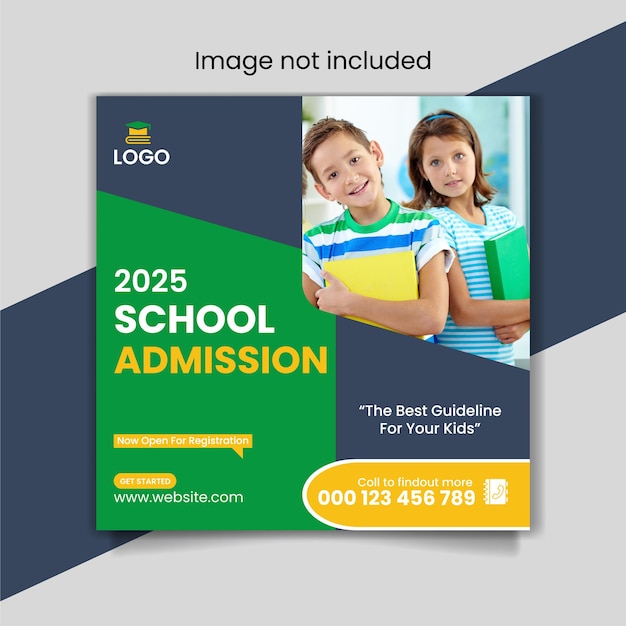 Flat school admission banner and Facebook cover