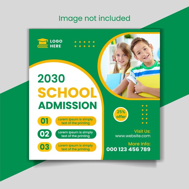 Flat school admission facebook cover and back to school banner