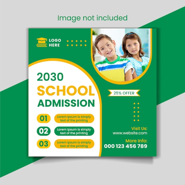 Flat school admission facebook cover and back to school banner
