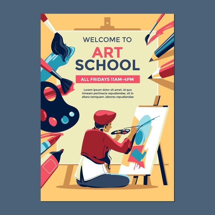 Vector flat school and education poster template