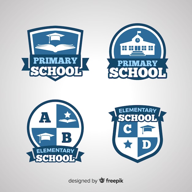 Flat school logo template collection