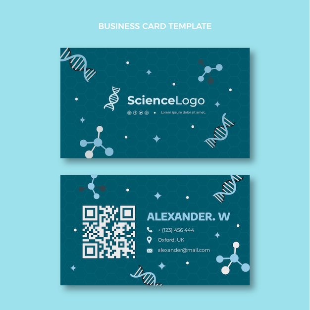 Flat science business card horizontal