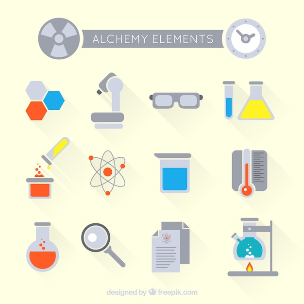 Flat science elements set