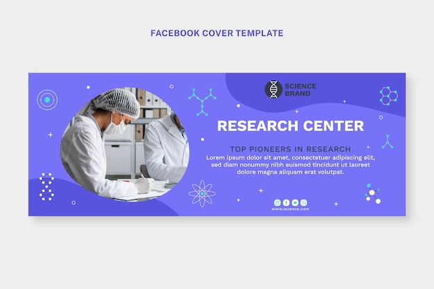 Vector flat science facebook cover template