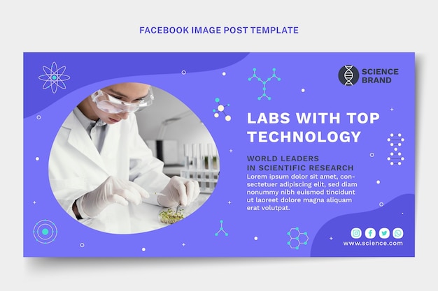 Vector flat science facebook post template