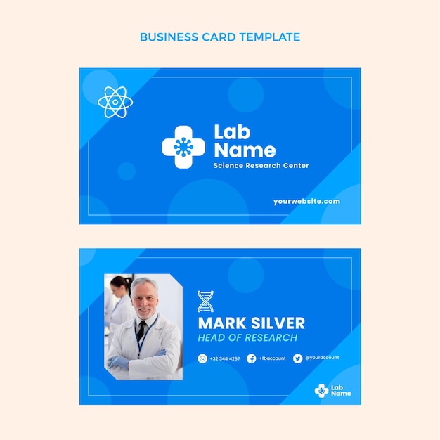 Flat science horizontal business card