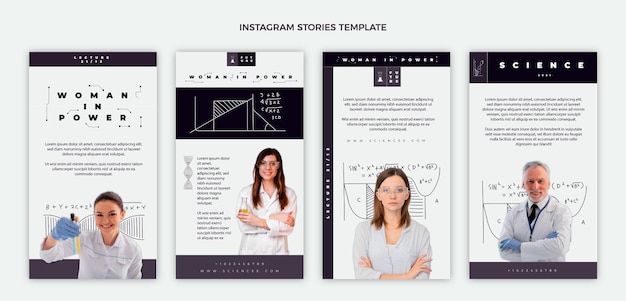 Vector flat science ig stories