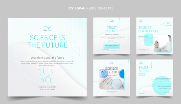 Vector flat science instagram post template