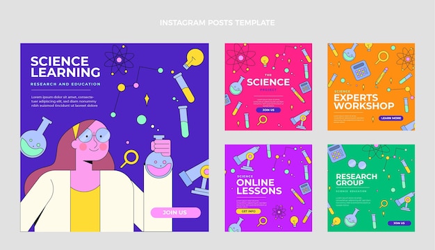 Vector flat science instagram post