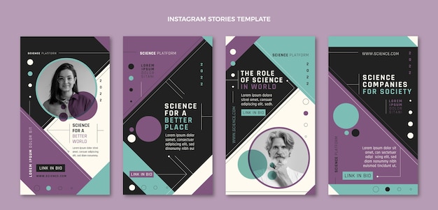 Flat science instagram stories collection