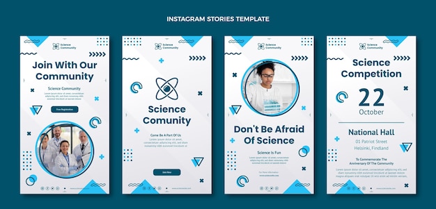 Vector flat science instagram stories template