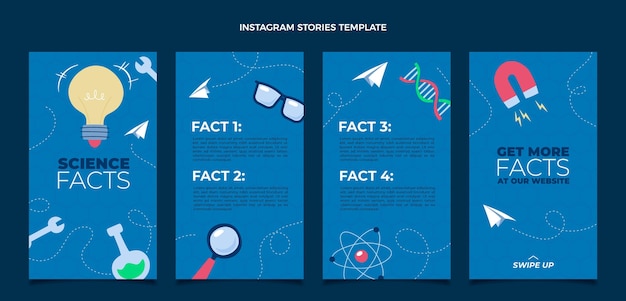 Vector flat science instagram stories