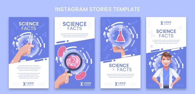Vettore storie di instagram di scienza piatta