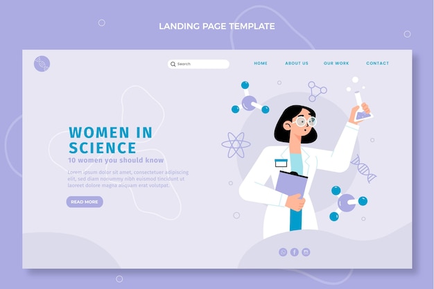 Modello di pagina di destinazione della scienza piatta