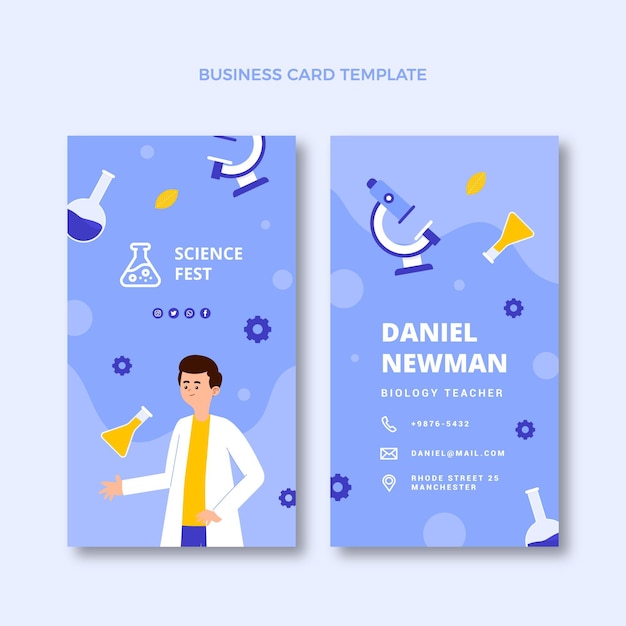 Vector flat science vertical business card