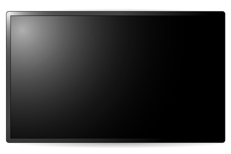 Vector flat screen lcd tv modern style and wall mount design with sleek designblack television template