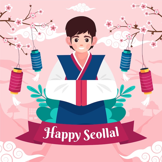 Vector flat seollal illustration