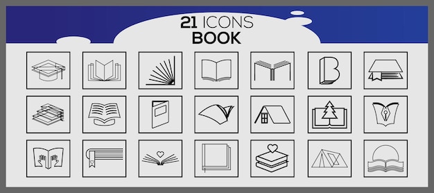 Flat set of book icons set Book icons elements set Book flat icons set