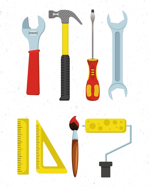 Vector flat set of carpentry tools