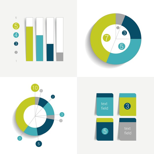 Set piatto di grafici ed elementi di brochure elementi infografici modificabili in modo semplice a colori