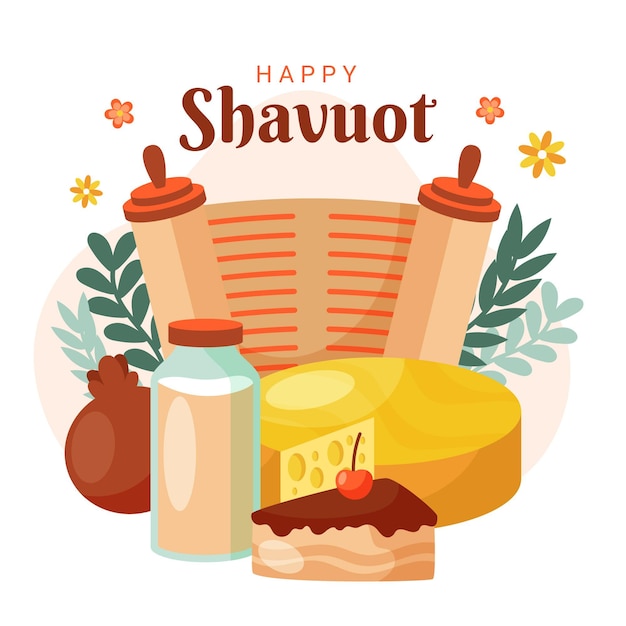 Vettore illustrazione di shavuot piatto