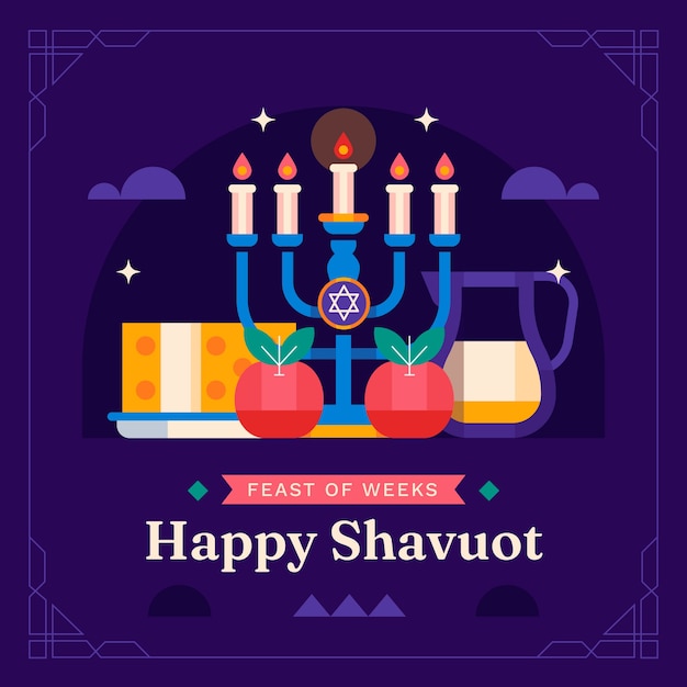 Vettore illustrazione di shavuot piatto