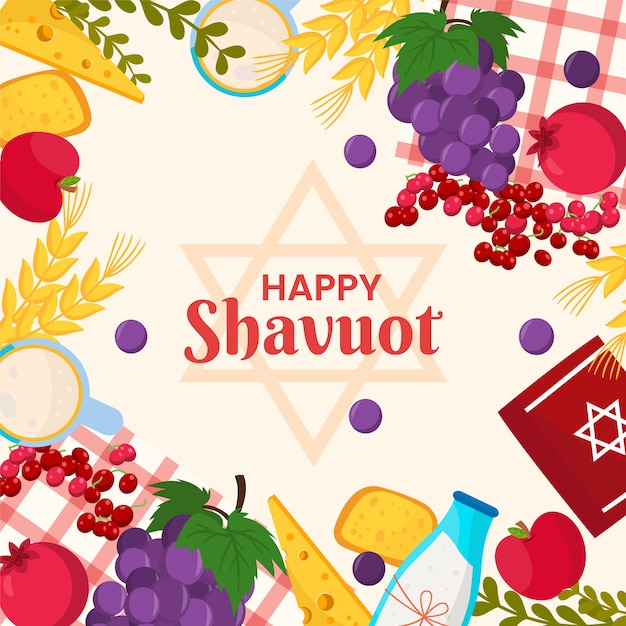 Vettore illustrazione di shavuot piatto