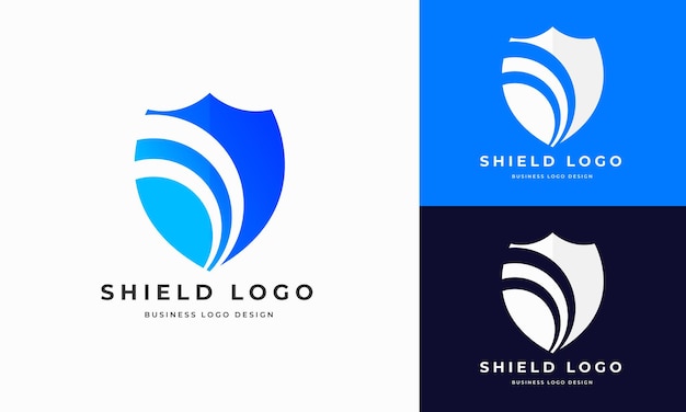 Flat shield security veilig premium logo-ontwerp