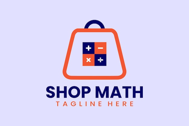 Flat shop mathematics logo template vector design