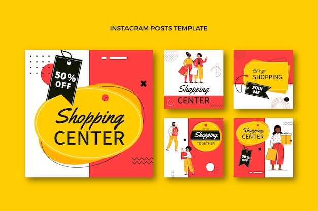 Flat shopping center instagram posts collection