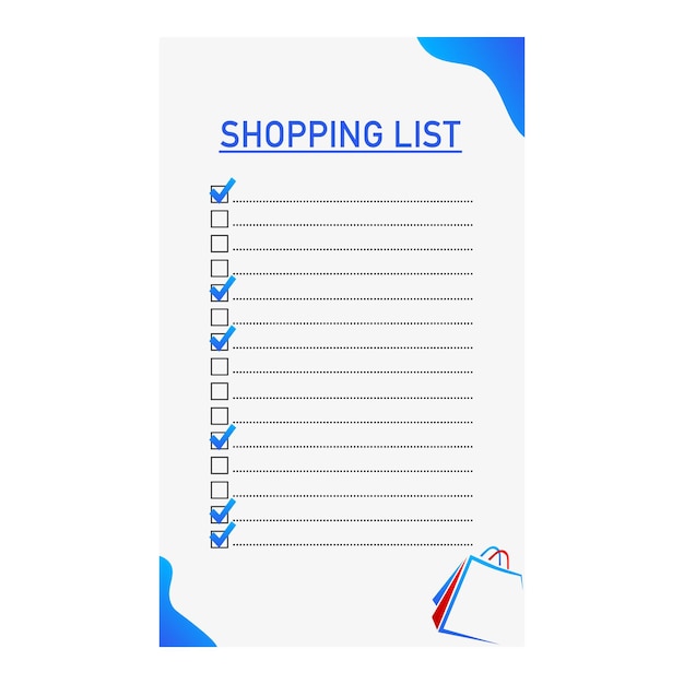 Vector flat shopping list vector illustration