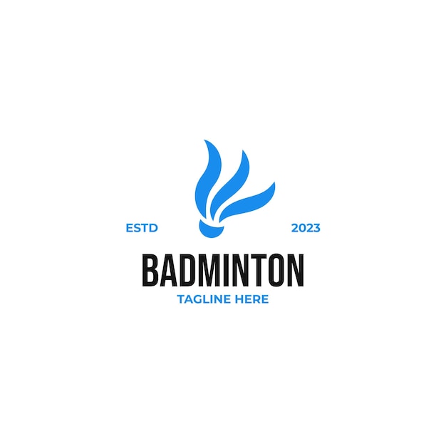 Volano piatto badminton logo design illustrazione vettoriale idea