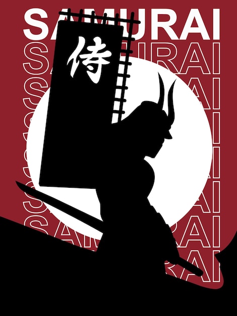 Flat Silhouette Samurai Design