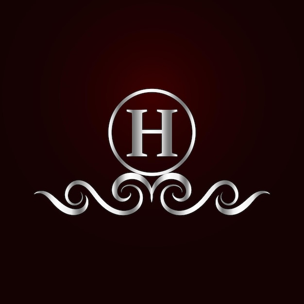 Плоская серебряная элегантная декоративная буква h логотип шаблон