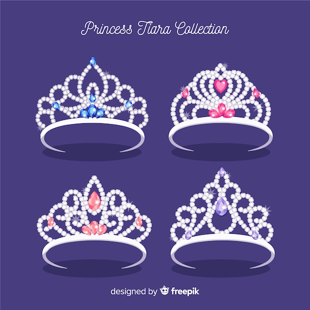 Flat silver princess tiara collection